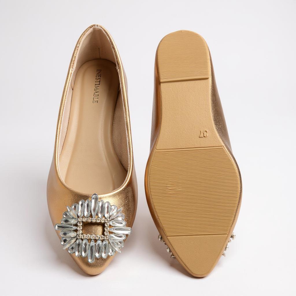 Ballerine pointue champagne et strass- CÉCILE – Image 2