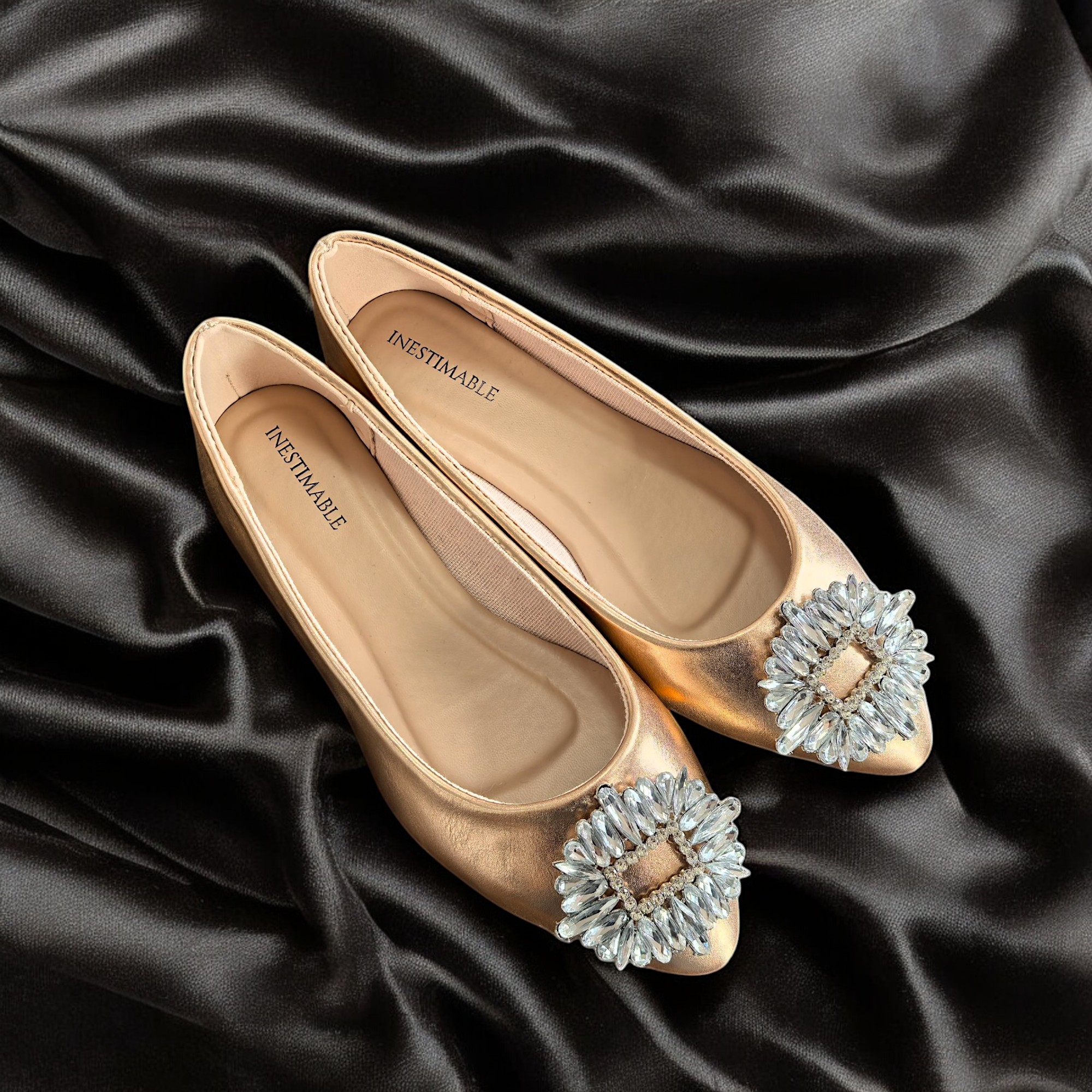 Ballerine pointue champagne et strass- CÉCILE – Image 3