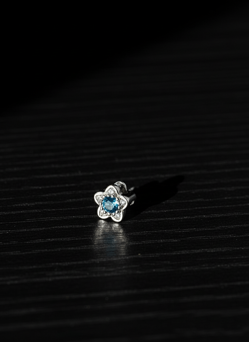 Charm fleur cristal bleu