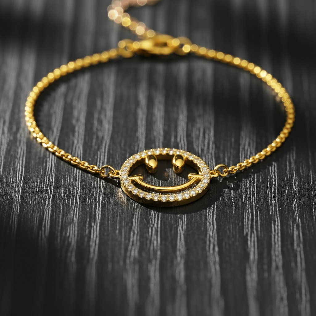 Bracelet Smiley plaqué or 18k