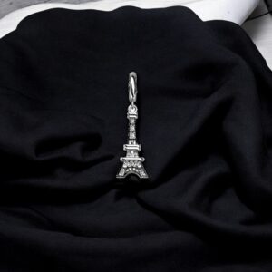 Charm Eiffel or blanc et cristaux