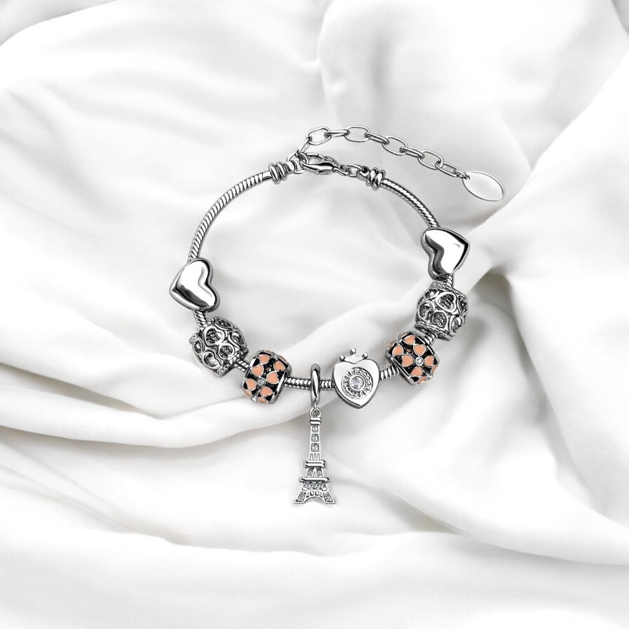 Charm Eiffel or blanc et cristaux – Image 4