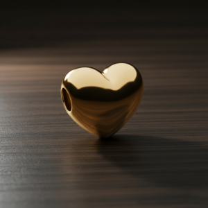Charm coeur plein plaqué or 18k