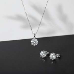 Parure solitaire plaqué or blanc