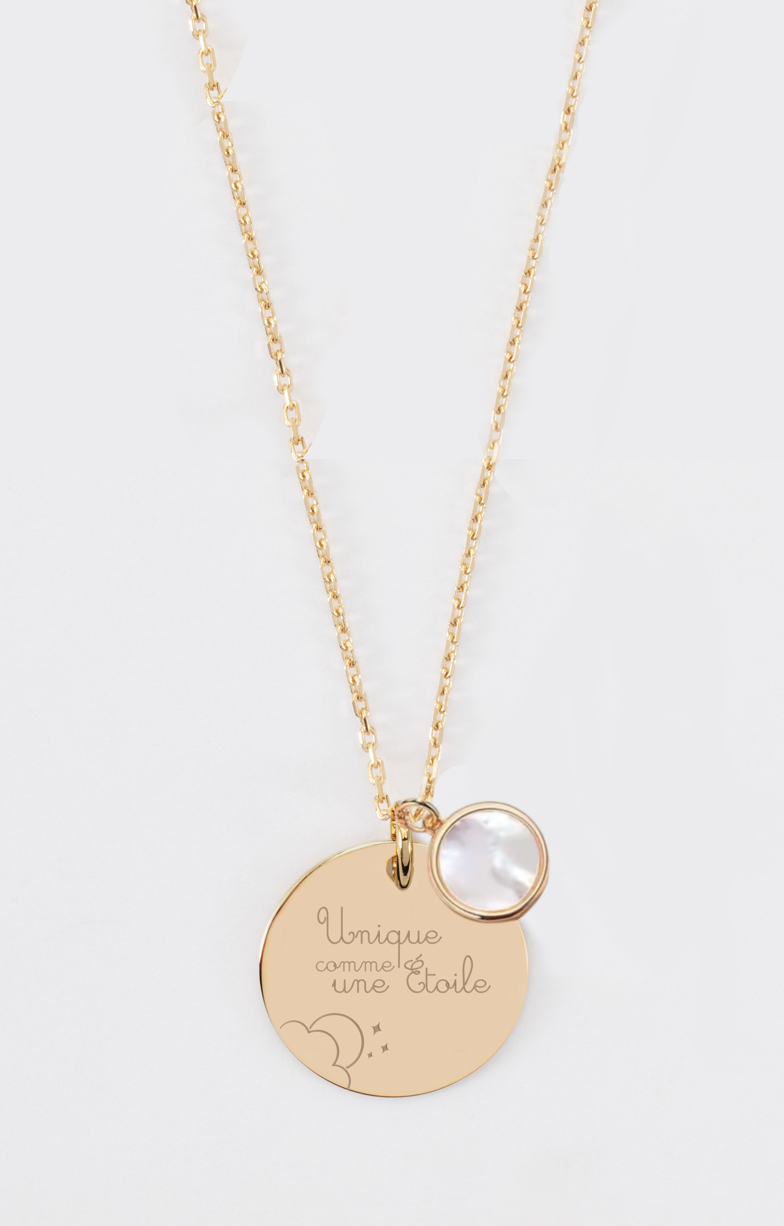 Pendentif prégravé "unique" et médaillon en nacre -unique comme une étoile – Image 2