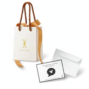 Sac cadeau blanc pour bijoux + carte de voeux