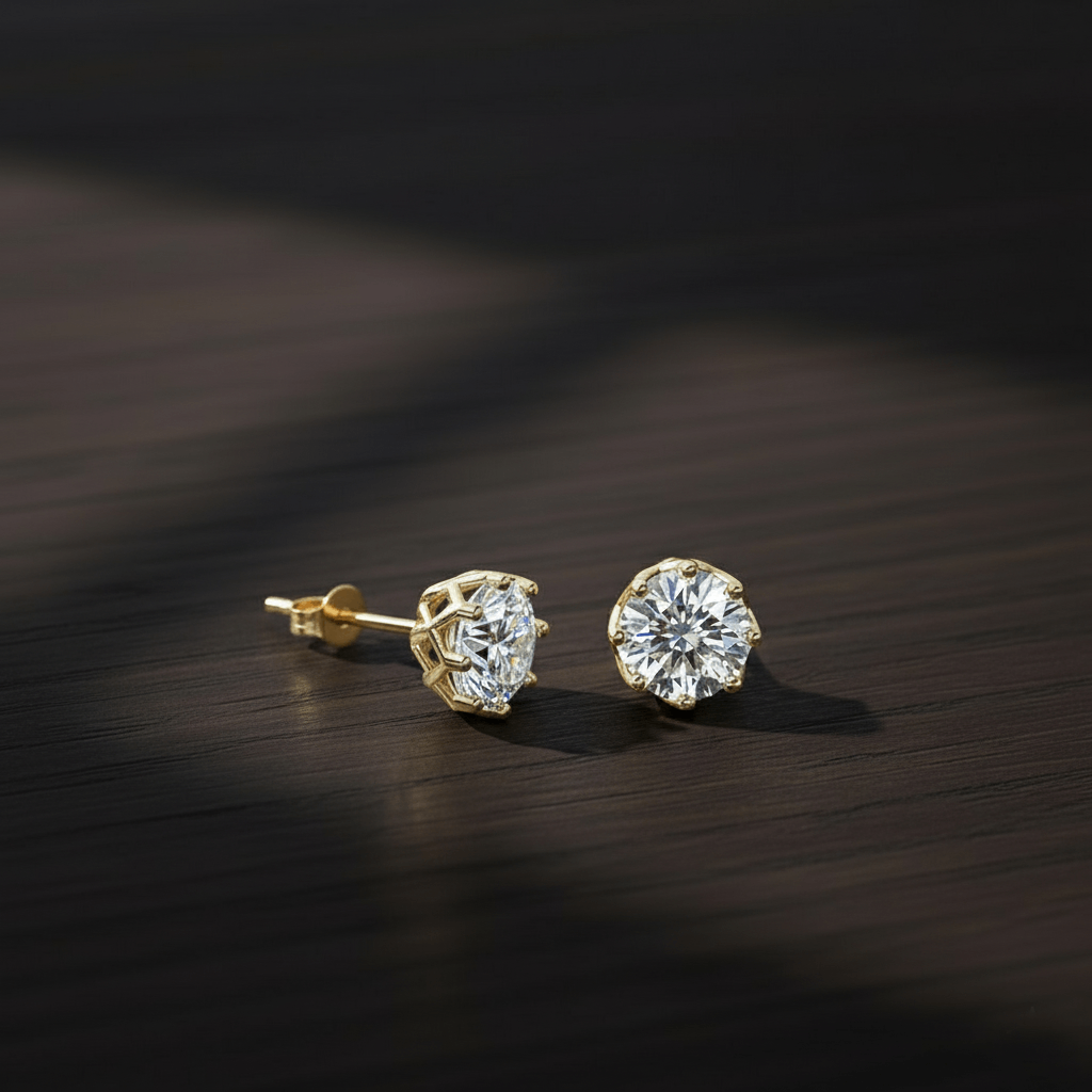 Clous d'oreille Solitaire Or jaune – Image 2